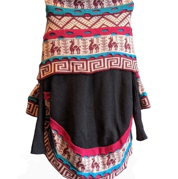 Handmade Women's Alpaca Wool Poncho with Sleeves made in Peru size S/M - Picture 6 of 6